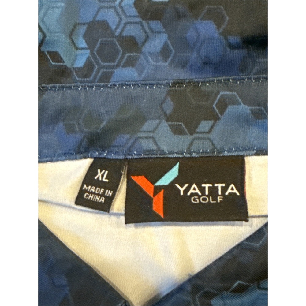 Yatta Golf Men's XL Golf Polo Shirt Blue /Black Geometric - Picture 2 of 7